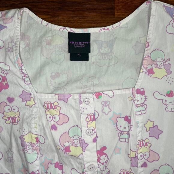 Hello Kitty And Friends Pastel Ruffle Button-Up Top Size XL - Picture 3 of 7